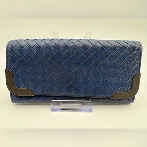 Bottega Veneta Intrecciato Long Wallet – Navy | Made in Italy